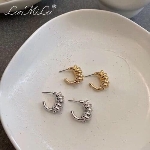 LanMiLa Fashion 2021 Spiral Hoop Earrings Silver Post 925 Women Jewelry