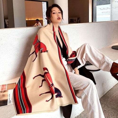 Fashion winter scarf Ladies Cashmere Warm Scarves Luxury Horse Scarf Thicken Soft Cloth Fanda Shawl Winter female scarf scarf