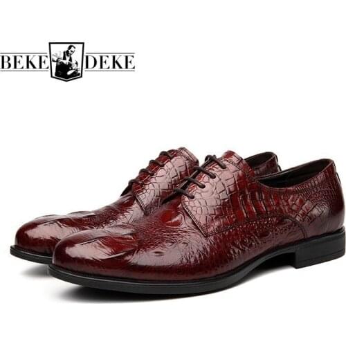 2020 New Vintage Mens Genuine Leather Business Formal Shoes Lace Up Pointed Toe Wedding Shoes Classic Footwear Zapatos Hombre