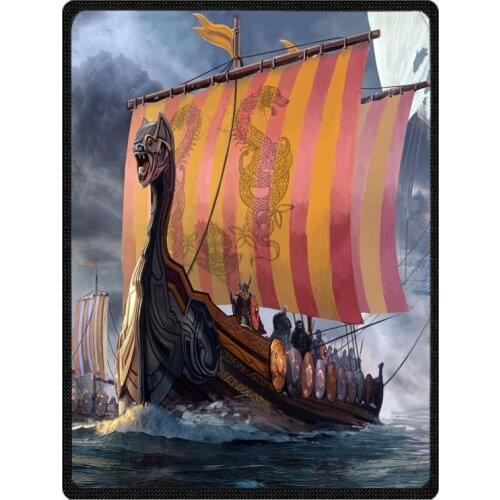 Soft Viking Dragon Head Ship Print Sofa Bed Travel Warm Blanket Summer Air Conditioning Throw Blankets For Baby Kids