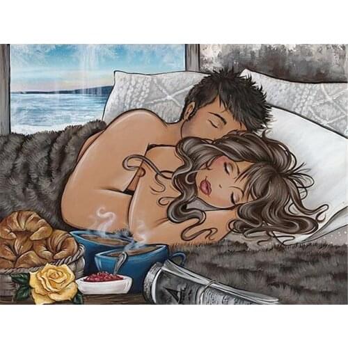 Cartoon Woman Printed Fabric 11CT Cross-Stitch Embroidery Kit DMC Threads Needlework Painting Hobby Craft Package Counted