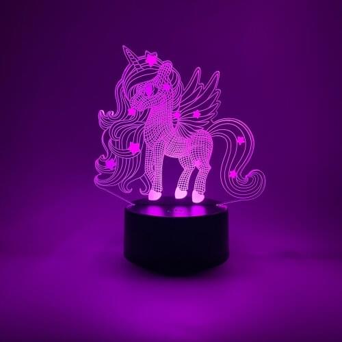 Unicorn and Star 3D Night Light Sync with Music Remote/Smart App Control 7&16M Colors Bedroom Decoration Birthday Gift for Kids