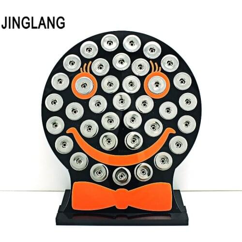 New Arrival 18mm Snap Button Display Stands Black Acrylic Smiling Face Interchangeable Snap Jewelry Displays Board