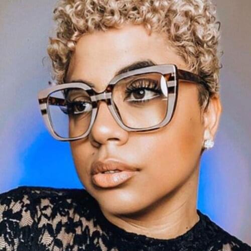 Oversized Purple Square Reading Glasses For Women Anti Blue Light Retro Computer Glasses Clear Optical prescription Spectacles