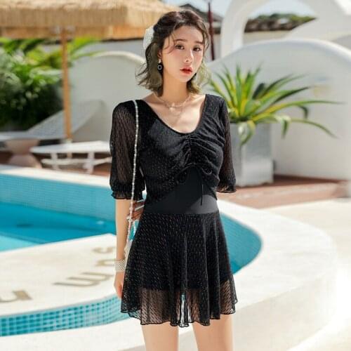 Swimming Suit For Women Push Up Korean Swimwear One Piece Dress Swimsuit Teens Bathing Suit Female Onepiece Swim Plus Size Lycra