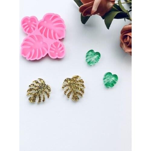DIY Valentines Day Theme Love Earrings Monstera Leaves Ear Studs Epoxy Mold G2AF