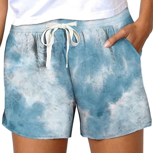 Tie Dye Print Summer Shorts Women Plus Size Short Pants 5XL Beach Mid Waist Straight Tube Shorts Women Casual Bottoms A50
