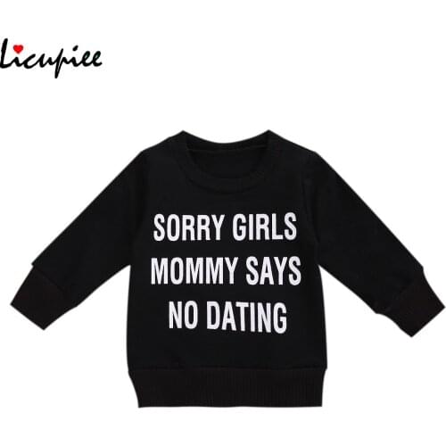 Sweater Toddler Autumn Clothes, Black Warm Thread O-neck Long-sleeves Pullover with Letter Printing for Little Boys 1-6 Years