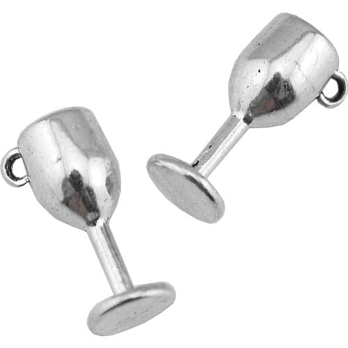 WYSIWYG 20pcs 15x6x6mm 3D Wineglass Charm Pendants For Jewelry Making Antique Silver Color 3D Goblet Pendants Charm 3D Wineglass
