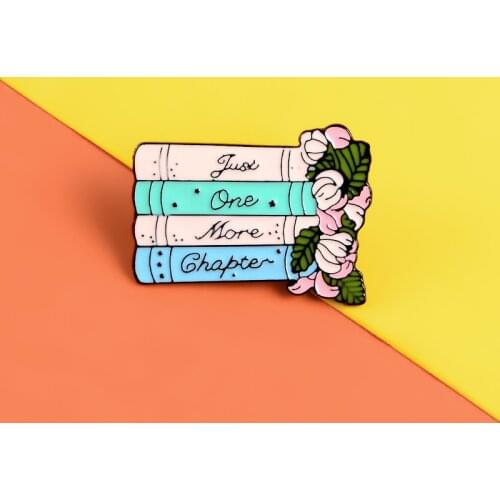 Flower book pin Just One More Chapter enamel pins and brooches for women gifts Sweet girl Lapel pin Shirt Bag Badge Jewelry