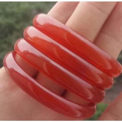 1pc 58-62 mm Genuine Natural Red Agate Woman Bangle Thin Flat Bracelet as Love