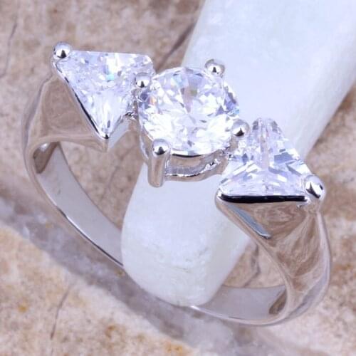 Brilliant White CZ Silver Plated Womens Jewelry Ring Size 6 / 7 / 8 / 9 R0680