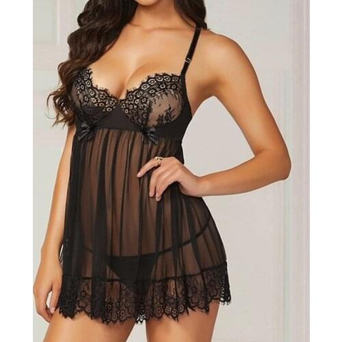 Women Sexy Lace Lingerie Bowknot Nightwear Underwear Babydoll Sleepwear Dress Robe Femme Домашняя Одежда Женская Пижама