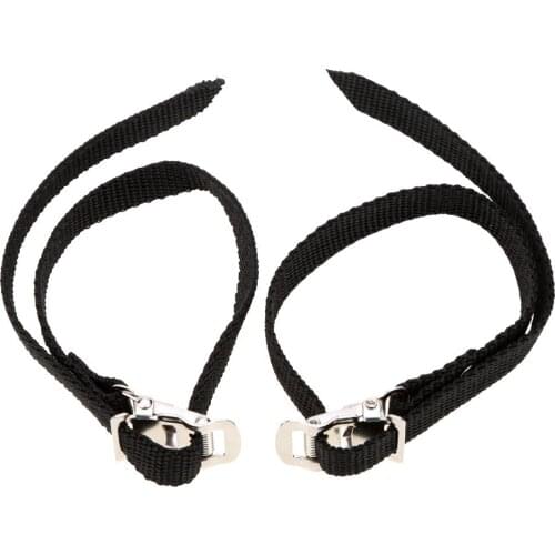 1 Pair Adjustable Strong Nylon Bike Bicycle Pedal Straps Toe-Clip Strapping Fixed Gear Bike Bicycle Pedal Toe Straps Black