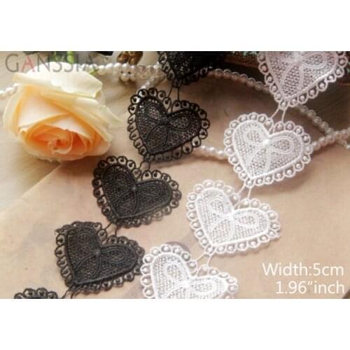 Width:5.0cm, Delicate bowknot heart type hollowed-out lace,sewing accessories,embroidered trim lace(ss-312)