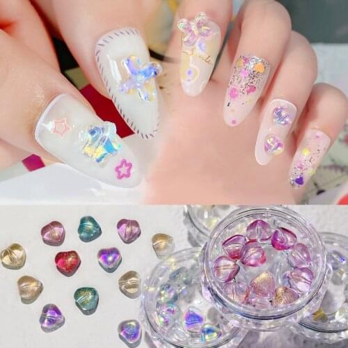 10pcs Jelly AB 3D Star Heart Designs Resin Nail Art Decorations Fantasy Gilt Crystal Nail Jewelry Japanese Manicure Accessories