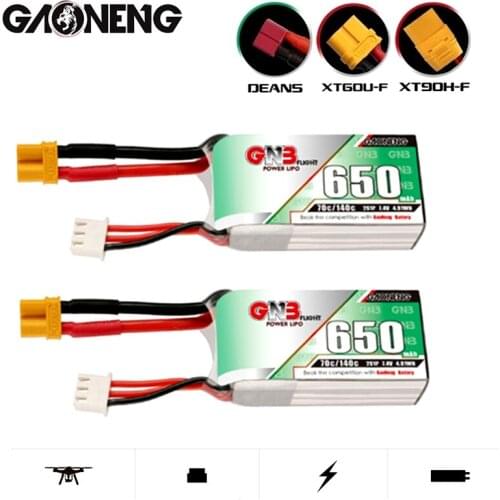 2/4PCS GNB 650mAh 7.4V 2S HV Lipo Battery Max 140C T/JST/XT-60/XT30U-F Plug for DYS FPV Racing Drone 4 Axis RC Drone Parts