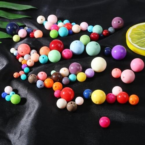 30-200pcs 6 8 10 12 14 16mm Mixed Colors Round Acrylic Plastic Beads Loose Beads For Jewelry Making Necklace Bracelet Earrings