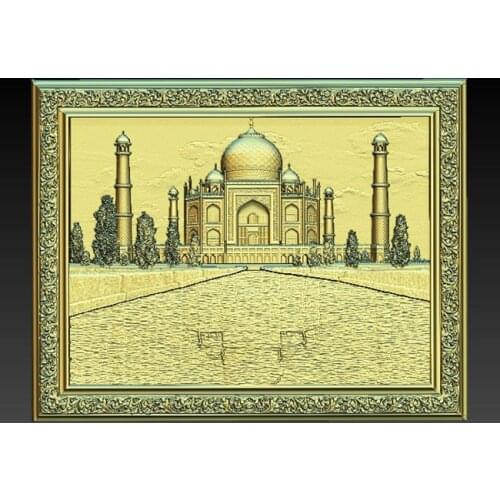 3d model relief for cnc router 3d printer artcam aspire in STL file format -taj-mahal art architecture