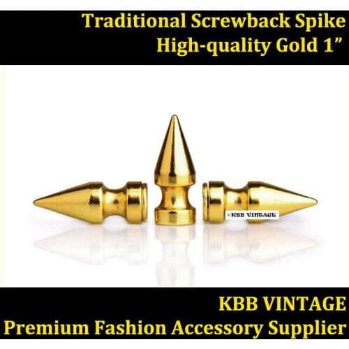 50pc Metal Punk Spikes Gothic Studs Rock DIY Spikes 1" HQ Gold----Free Shipping