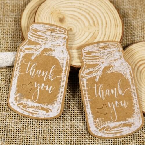 50pcs Bottle Shape DIY Kraft Paper Tag Gift Label Cards Thank You Wedding Party Price Hang Tag Gift Wrapping Supplies