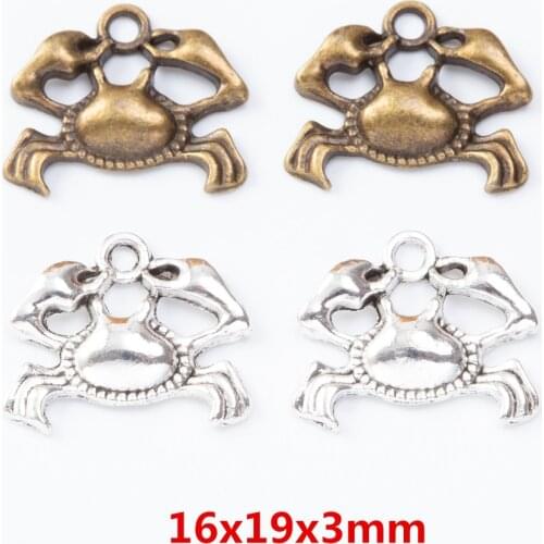 55 pieces of retro metal zinc alloy crab pendant for DIY handmade jewelry necklace making 7295