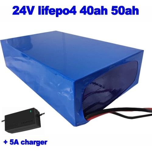 24V 40ah 50ah LiFePO4 lithium phosphate iron Battery Pack for lawn mower AGV robot wheel chair patrol ebike scooter + 5A charger