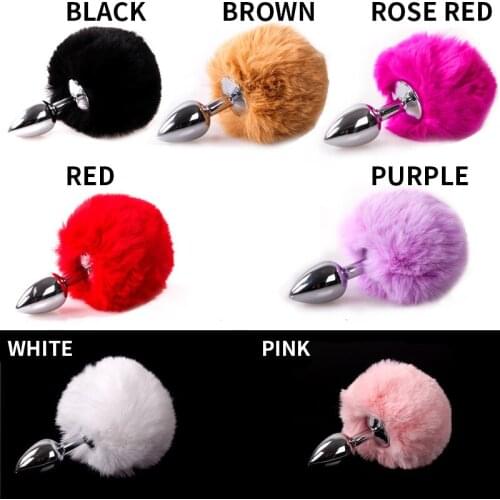 Anal Toy Butt Plug Jewelry Smooth Touch Stainless Steel Bunny Tail Anal Plug Anal Sex Toys for Woman Men Gay Plush ball tail new