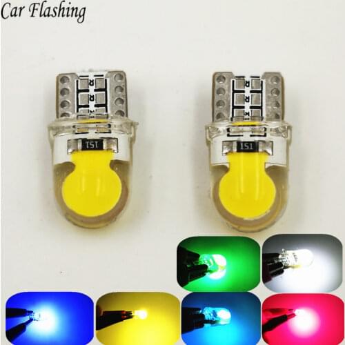 CSCSNL 50pcs Super Bright Turn Side License Plate Light Lamp Bulb Auto T10 Led Cold White 194 W5W LED 168 COB Silica Car DC 12V