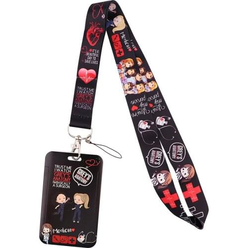 ER986 TV Show Greys Anatomy Card Holder ID Holder Bus Card Holder Staff Card Lanyard For Doctor Nurse Keys Phone DIY Hang Rope
