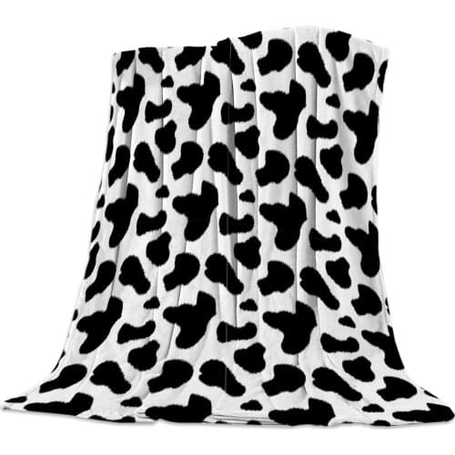 Cow Pattern Flannel Fleece Bed Blanket Bedspread Coverlet Bed Cover Soft Lightweight Warm Cozy Blankets