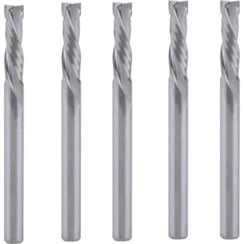 5PCS 3.175x12mm UP DOWN Cut Two Flutes Spiral Carbide Mill Tool Cutters for CNC Router, Compression Wood End Mill Cutter Bits