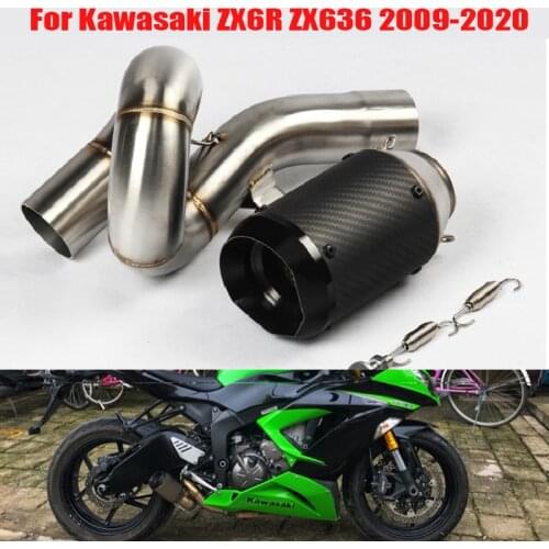 Motorcycle for Kawasaki Ninja ZX6R ZX636 2009-2020 Exhaust Tip Muffler Connect Tube Middle Mid Pipe Slip on ZX6R ZX636