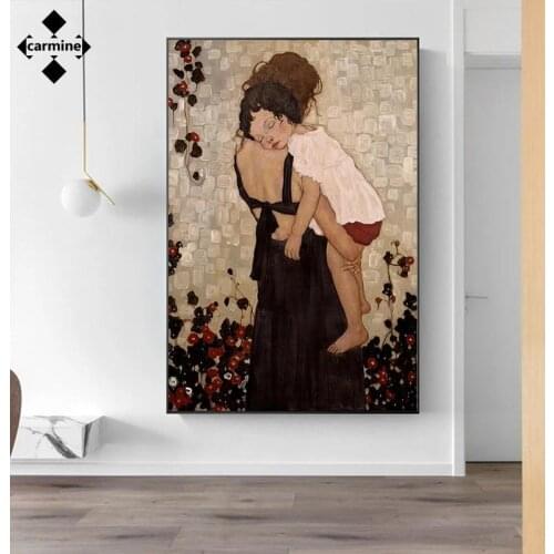 Gustav Klimt Abstract Canvas Painting Oil Style Wall Art Posters and Prints Hold Me Child Print Picture On Canvas for Home Decor