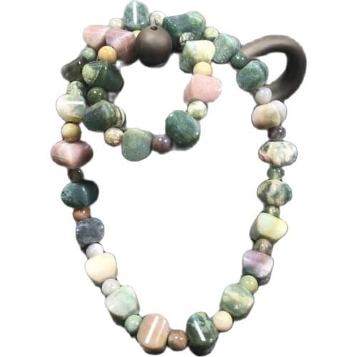 Exquisite (agate) hand carved square stone pendant sweater chain