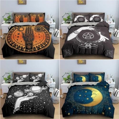 Sun and Moon Tarot Cards Pattern Duvet Cover Sets Luxury Bedding Sets Single Twin Full Queen King Size Quilt Cover Home Textiles