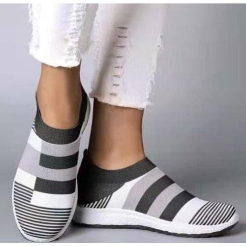Womens Sneakers Casual Vulcanized Shoes Woman Mesh Women Knitted Flat Ladies Slip On Female Footwear Size 42 Feminino Zapatos
