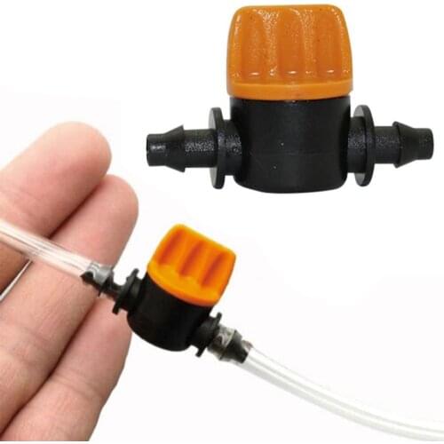 5Pcs 4/7mm Miniature Valves Homebrew Garden Irrigation Switch Coupling Barbed Slotted Water Hose Valve Garden Water Connectors