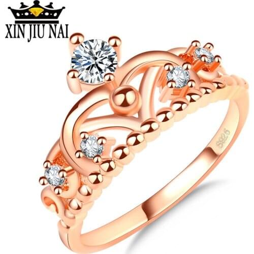 New Fashion Jewelry Zircon Steel Crown Geometry Wedding Rings For Women Gifts Anillo Anel Bague Punk