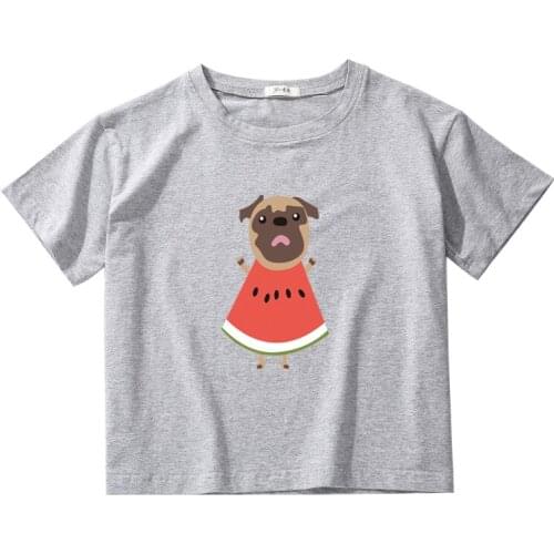 Dog wear watermelon funny crop tops women 100% cotton summer tops tee vintage women tee shirt graphic women clothes harajuku new