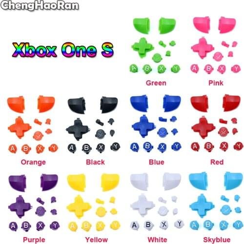 ChengHaoRan Full Button Set Replacement For Xbox One S D-Pad ABXY Home Button Trigger Grips Stick Parts for Xboxone S Controller