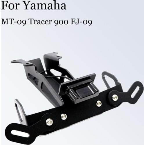 For Yamaha MT-09 Tracer 900 FJ-09 Motorcycle Modified Pieces Folding Short License Plate Frame with Light Accessories