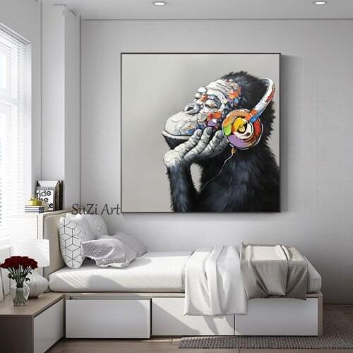 Hand Painted Wall Art Picture Oil Painting On Canvas High Quality Paintings Monkey Decoration For Living Room Children Room