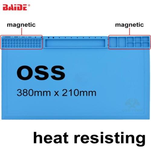 Silicone Mat 380mm x 210mm Magnetic Heat Insulation Pad for Maintenance BGA Soldering Station Phone Repair DIY Fix 10pcs/lot
