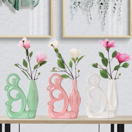 Nordic Ceramic Dried Flower Flower Arrangement Vase Sculpture Decoration Living Room Desk Desktop Home Decor Ornaments
