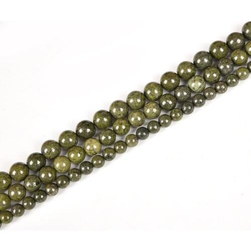 Glittering Stone Loose Beads 6/8/10mm Green Golden Stone For DIY jewel 38inch Making For Birthday Gifts H265