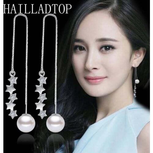 Temperament Iong Pearl Ear Line Cute Wishing Five-Pointed Star Meteor Ear Line