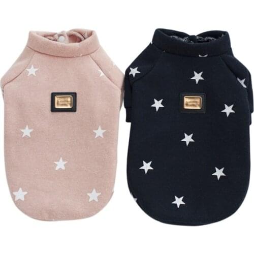 Warm Pet Dogs Hoodies Pentagram Five Stars Pattern Puppy Clothes Cute Autumn and Winter Dog Accessories