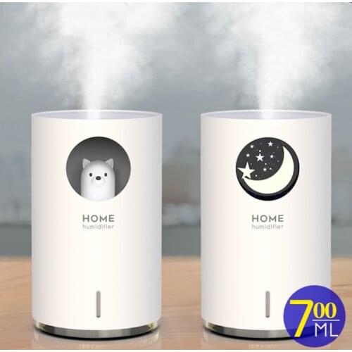 700ML Air Humidifier Cartoon Aroma Diffusers Atomizer Ultrasonic Quiet 7 Colors Changing Light USB Mist Maker for Home Office