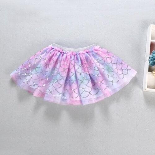 Little Girls Tutu Skirt Mermaid Sequins Mini Ballerina Birthday Rainbow Skirt Princess Pettiskirt Party Dance Tulle Clothes